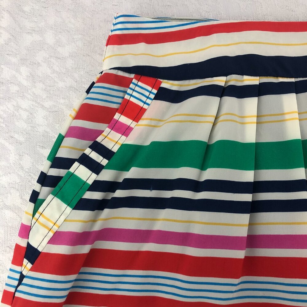 R MY Multi-Color Striped Flowy Lined Skirt with Zipper and Side Pockets Size XL - Picture 4 of 14